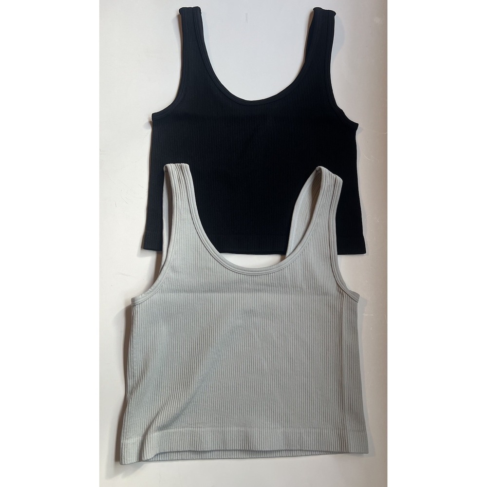 OQQ Blue Black Cropped Crop Tank Top‎ Lot Size Small New with Tags